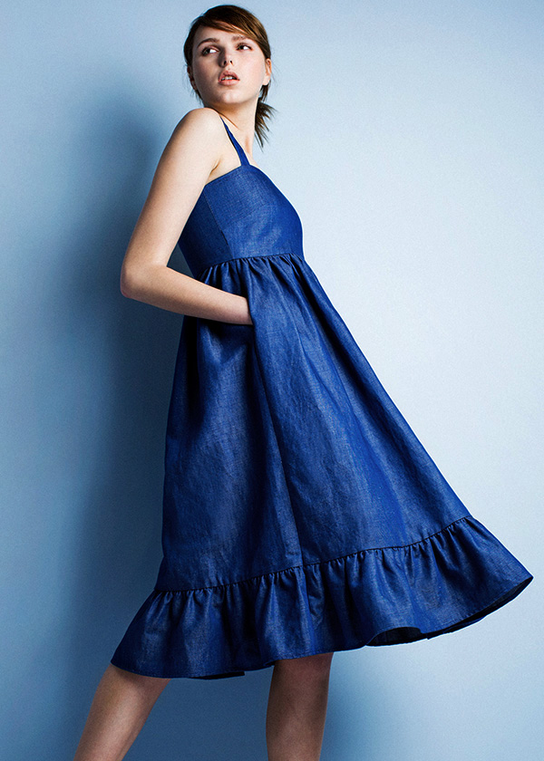 Ruffled denim