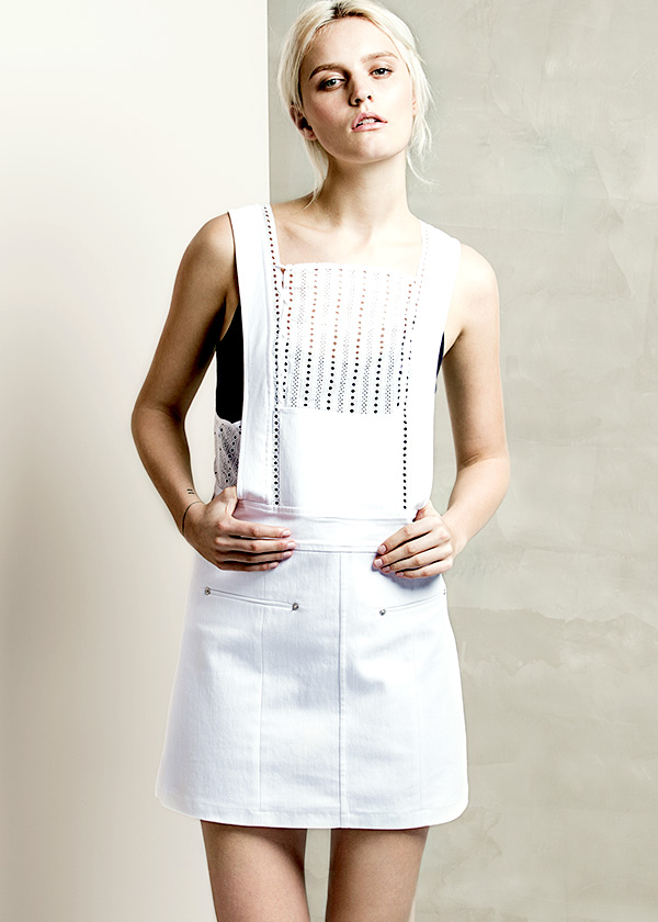 White Eyelet Denim Dress