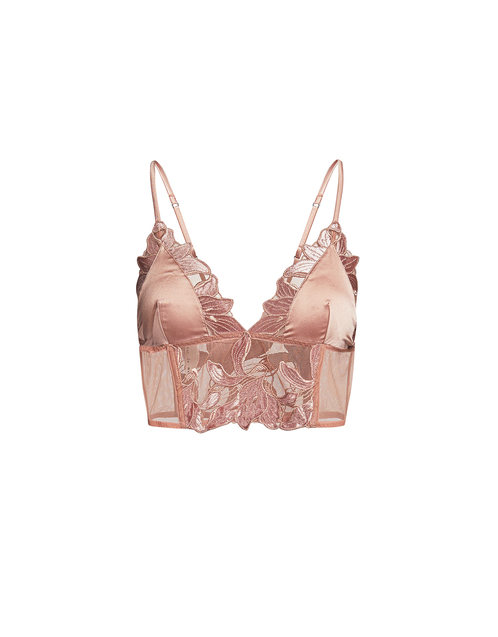 FLEUR DU MAL Velvet Lily Embroidery Triangle Bra