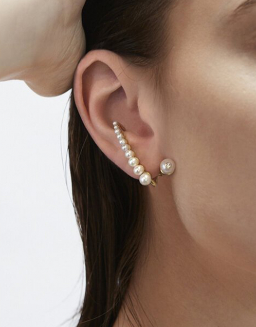 Pearl Crescendo 18k 玫瑰金右耳環