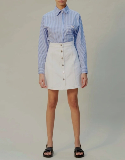  White Victoire Denim Mini Skirt