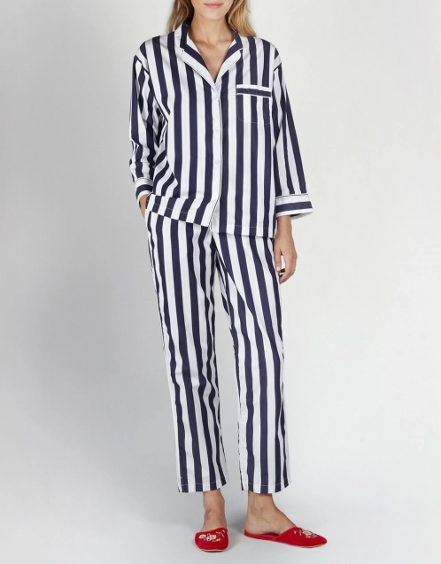 Marina Pajama Set-Navy White Tent Stripe