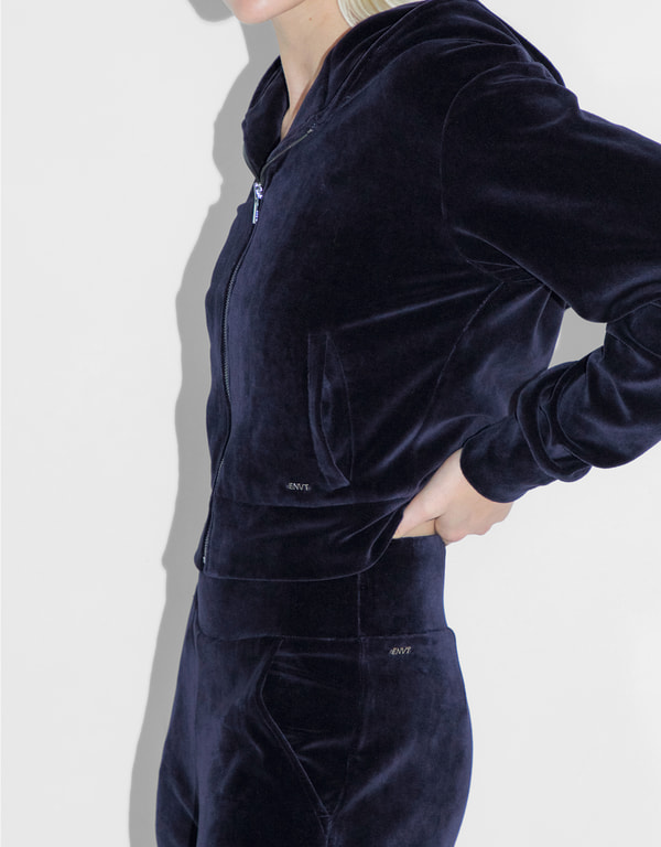  Velour Zip-Up Hoodie Jacket