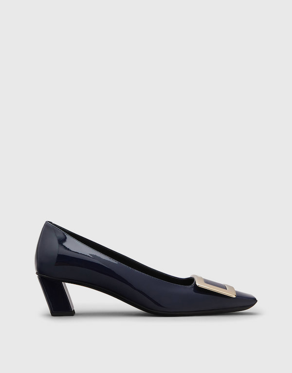 Belle Vivier Patent Leather Metal Buckle Mid-heeled Pumps