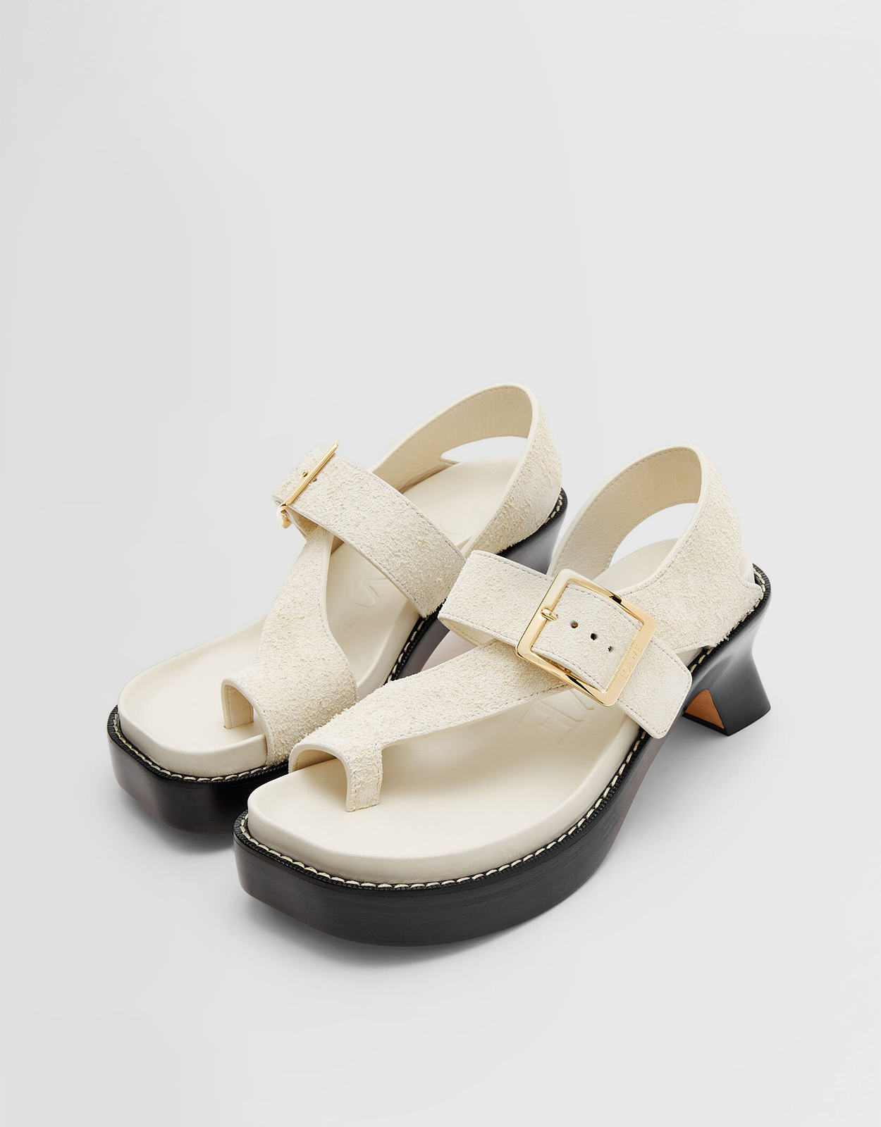 Suede Thong Platform High-Heeled Sandals