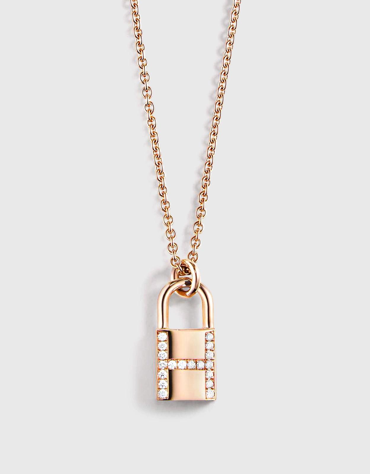 Hermès Kelly Cadenas Blue Spinel Gemstones ローズゴールド Pendant Necklace
