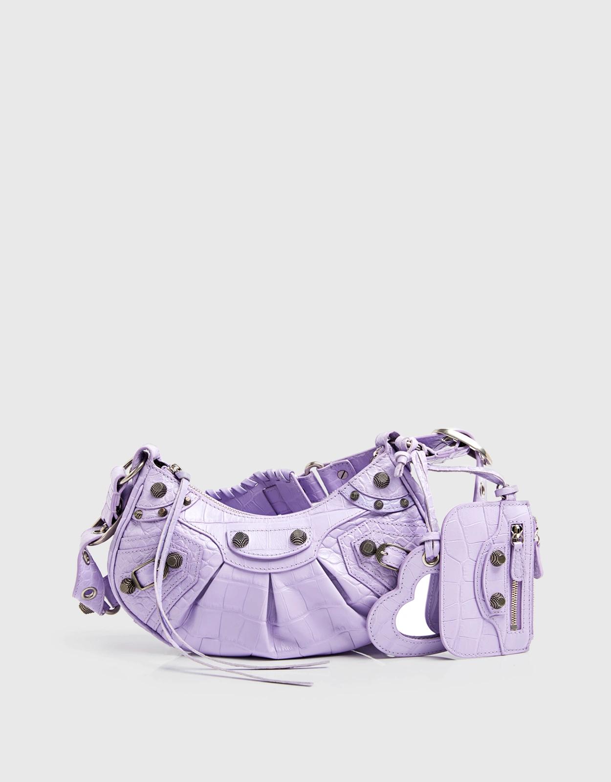 Balenciaga Le Cagole XS Crocodile Embossed Calfskin Shoulder Bag