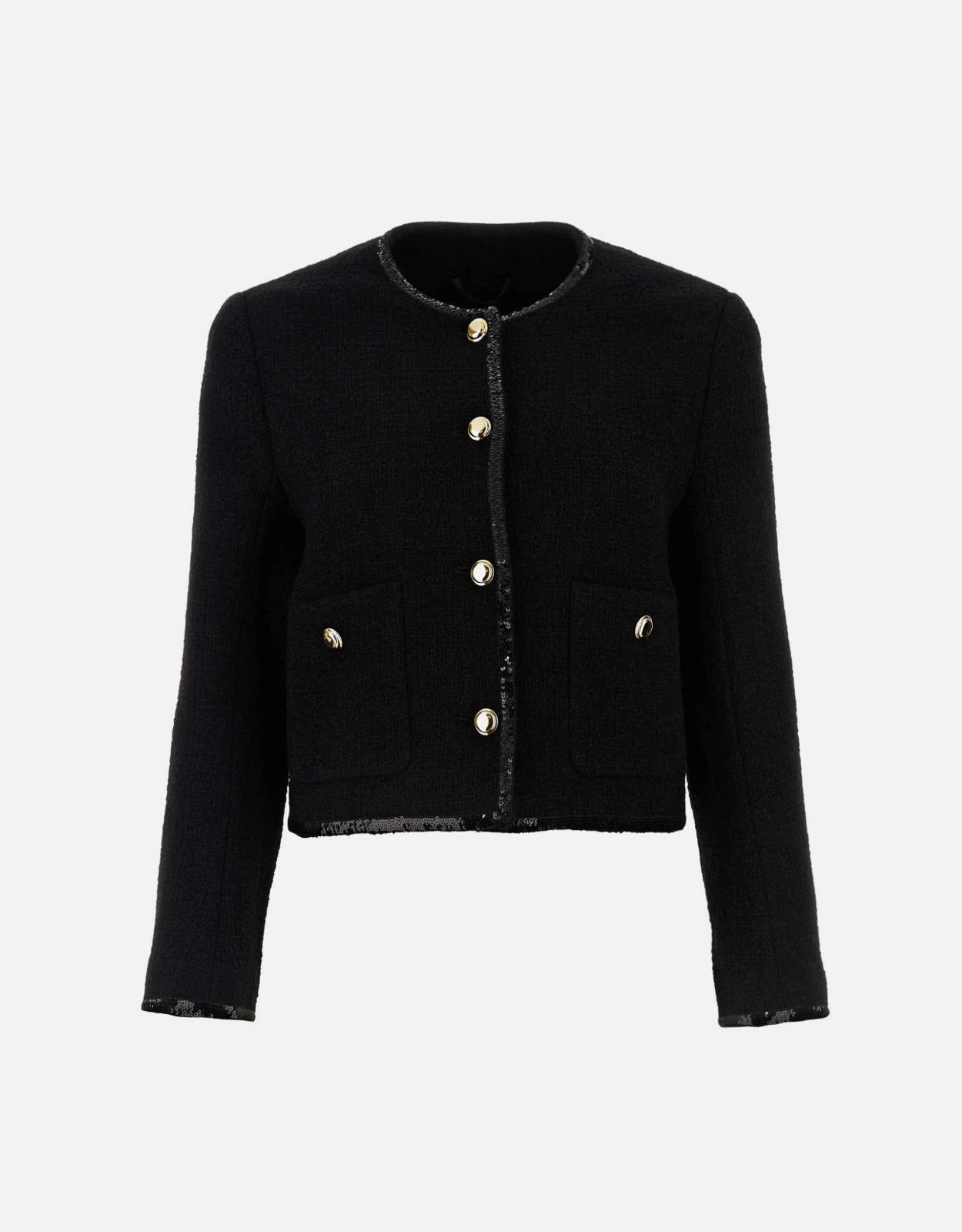 Miu Miu Sequined Crewneck Button-Up Jacket