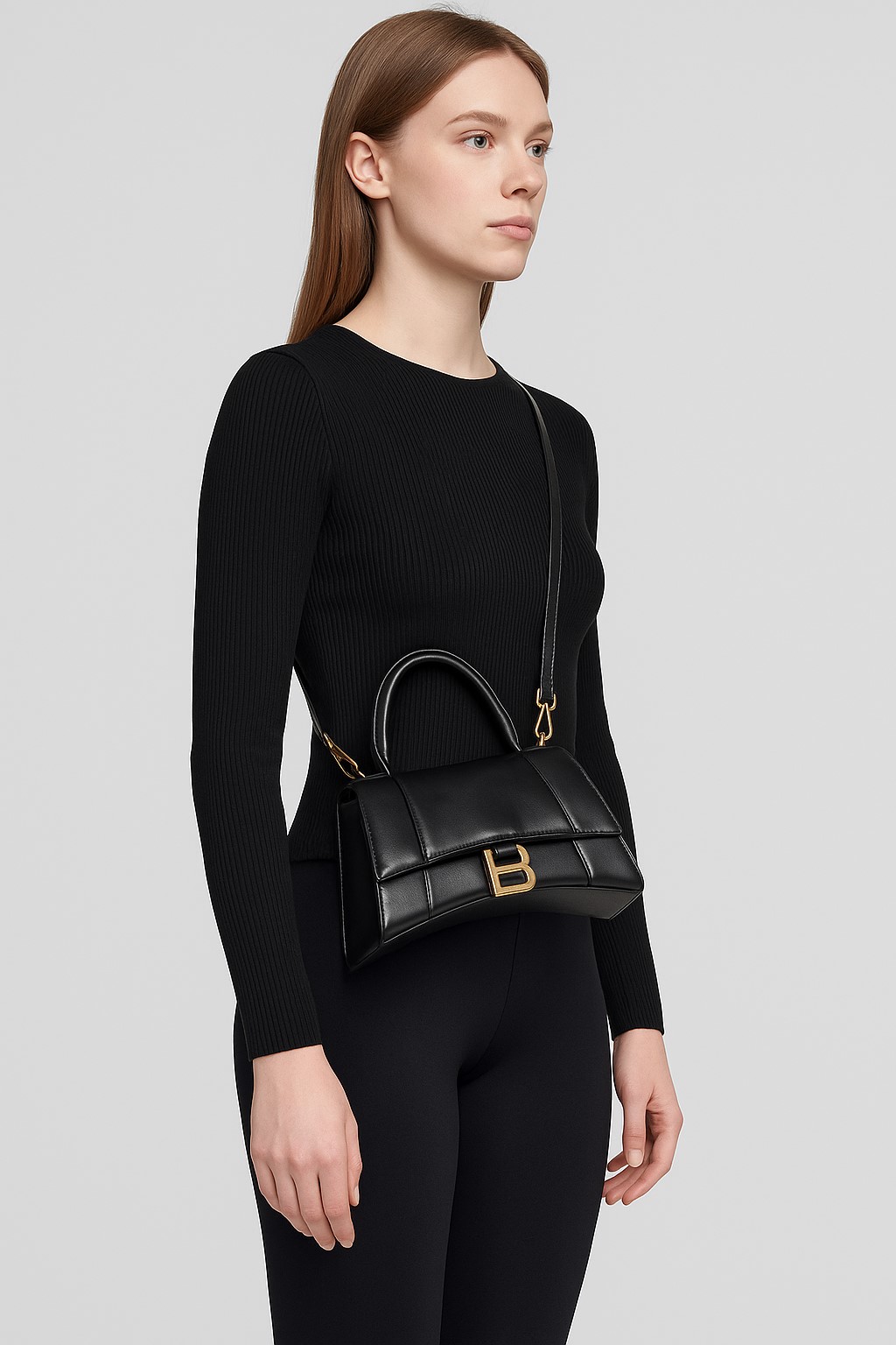 Balenciaga Hourglass 小型小牛皮斜背手提包