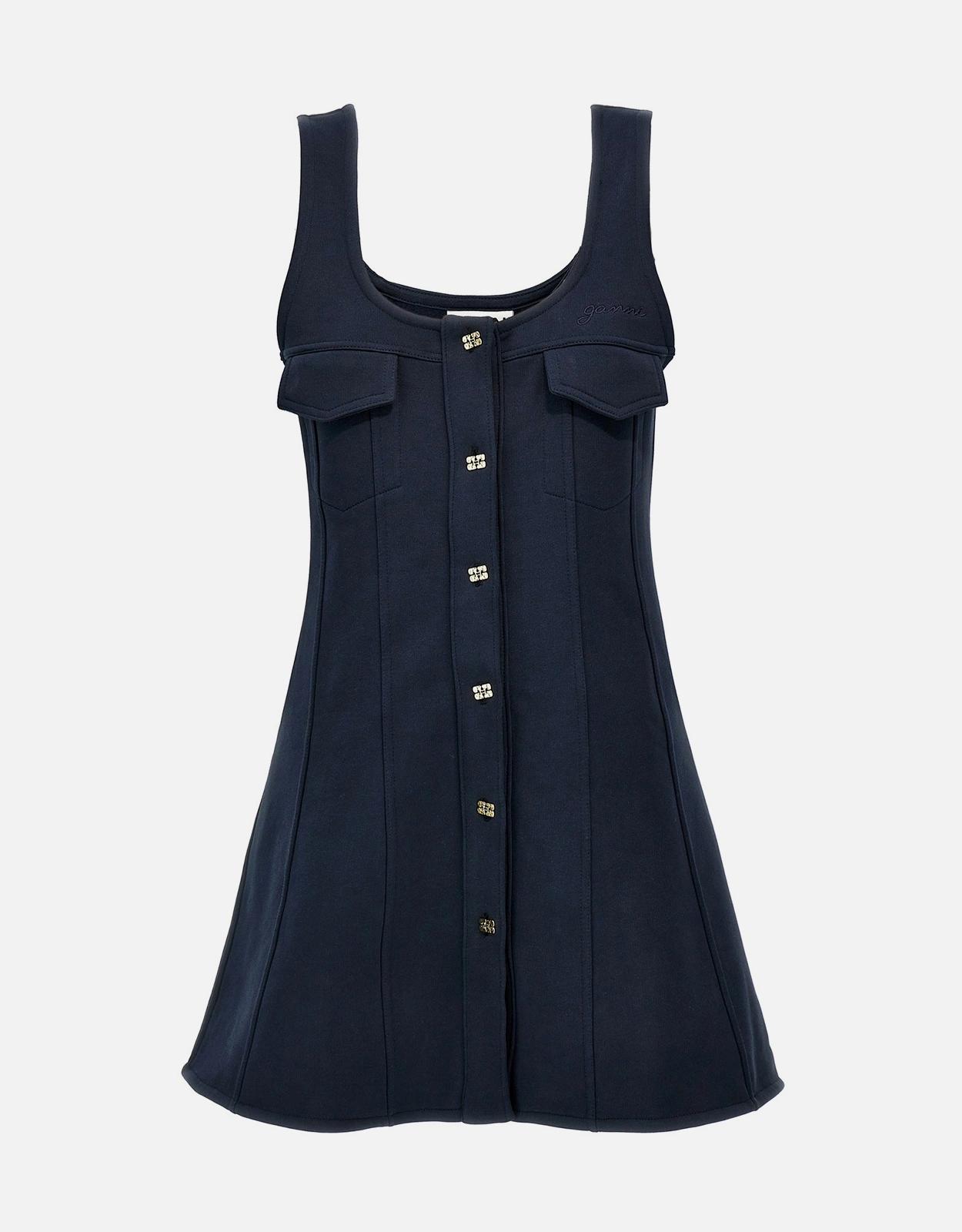 Ganni 棉質方領迷你裙洋裝