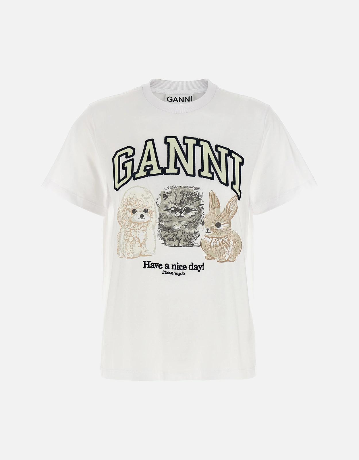 Ganni 有機棉動物印花T恤