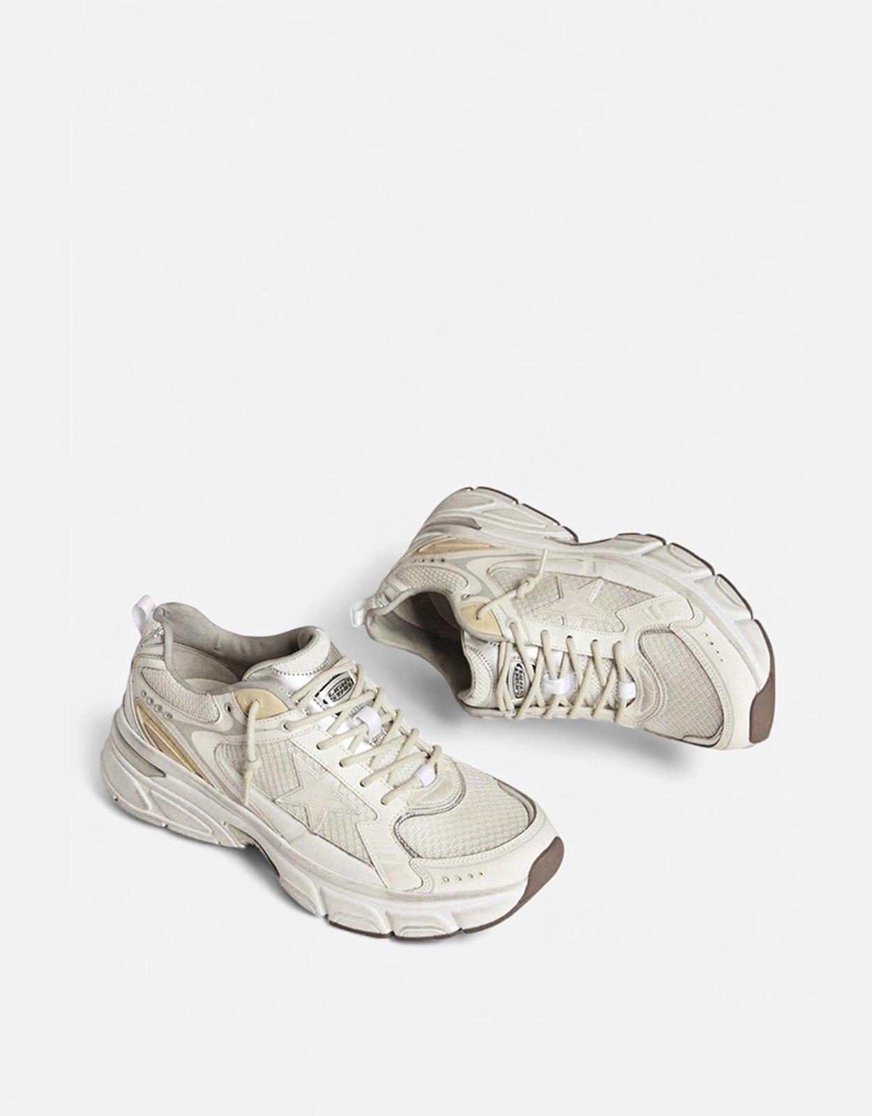 Golden Goose Lightstar Mesh And Leather Lace-Up Sneakers