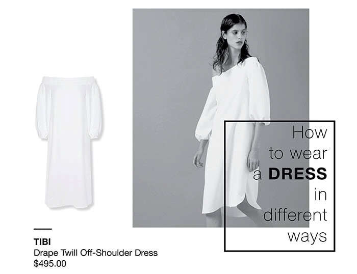 tibi - Drape Twill Off-Shoulder Dress
