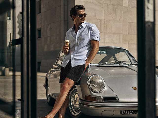 Prada メンズ スーパーファインウール ポロシャツ () IFCHIC.COM
